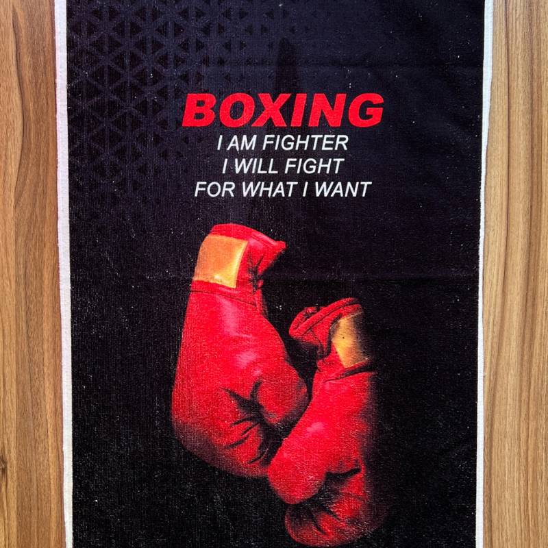 حوله ورزشی طرح boxing کد 102سایز 100در50 سانتی متر